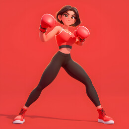 一个女生正在打拳击3D插画
