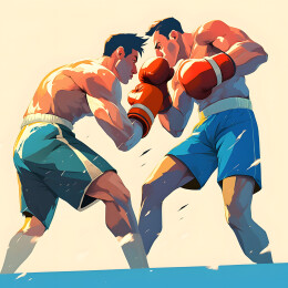 两个男生正在打拳击