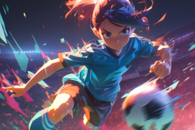 踢足球的动画女孩