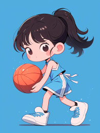 打篮球的q版人物