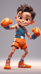 戴拳击手套的男孩