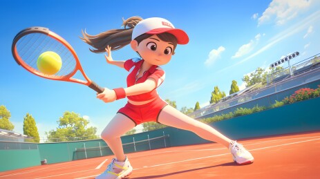 3D体育运动网球主题人物插画