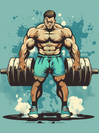 举重肌肉男子插画