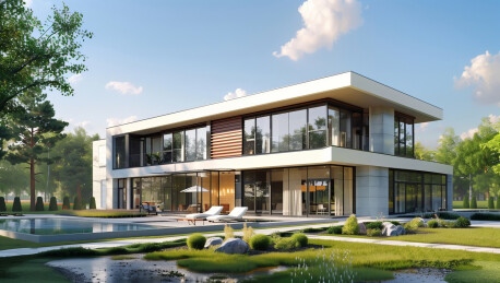 3D户外现代别墅建筑三维场景