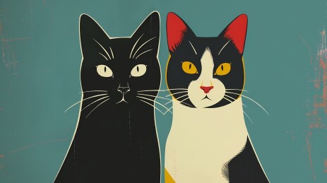 现代彩色猫猫油画插画背景海报抽象装饰画