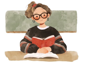 读书的学生插画