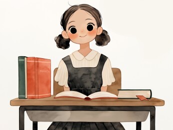 读书的学生插画