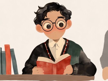 读书的学生插画