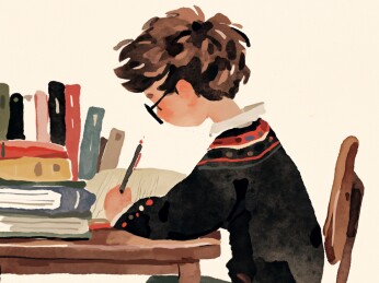 读书的学生插画