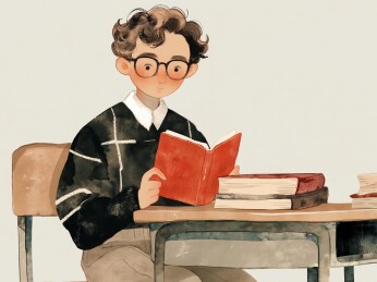 读书的学生插画