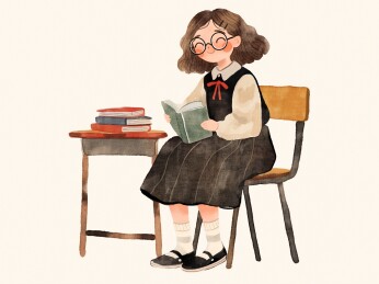 读书的学生插画