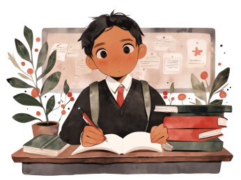 读书的学生插画