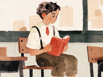 读书的学生插画