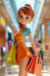 提着购物袋逛街的时尚女性