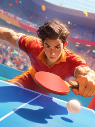 运动会乒乓球比赛插画
