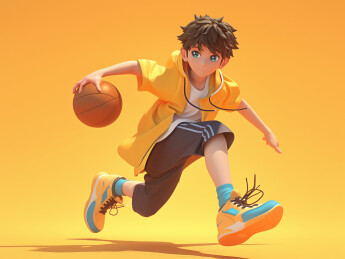 打篮球的男孩