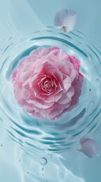 水中的粉色茶花