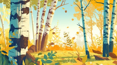 秋天的白桦林风景