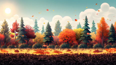 秋天的树林插画背景