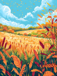 秋天的麦田丰收的田野