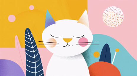 抽象搞怪小猫插画