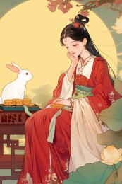 国潮风中秋节插画