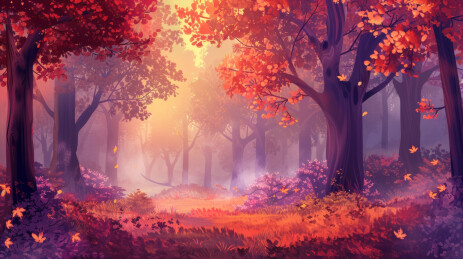 树林秋天插画背景