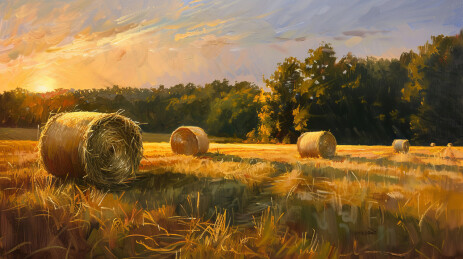 秋季田野秋收插画场景