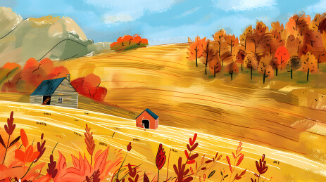 秋季秋天绘画插画