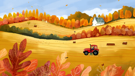 秋季秋天绘画插画