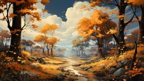 秋天户外景观插画