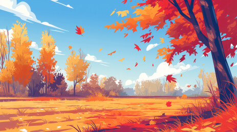 扁平风格秋季风景