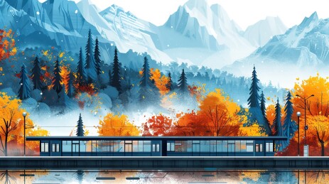 秋天的车站站台