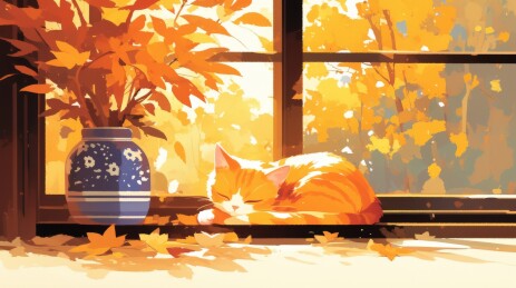 平面窗边睡觉的橘猫