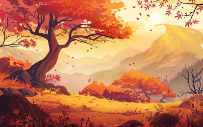 秋天自然风景插画