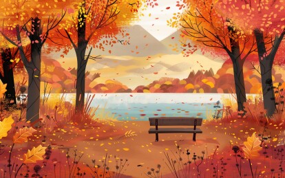 秋天自然风景插画