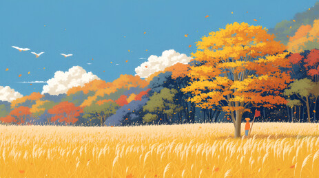 秋季插画电脑壁纸PPT背景秋天