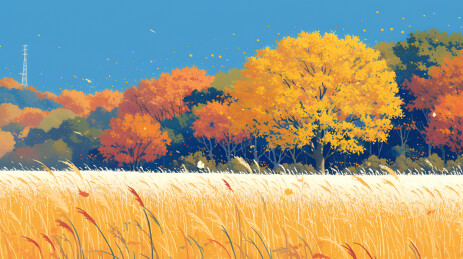 秋季插画电脑壁纸PPT背景秋天