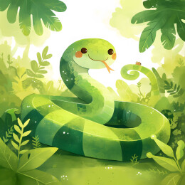 草丛中的卡通小蛇