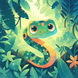 草丛中的卡通小蛇