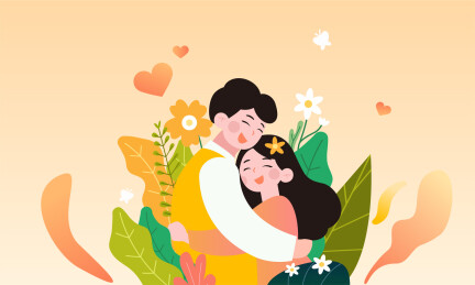 一对恋人拥抱在一起