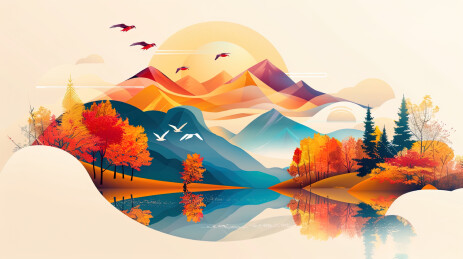 极简秋天抽象艺术图标图案