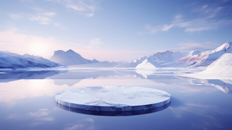 3D冰河上的圆形展台电商海报背景