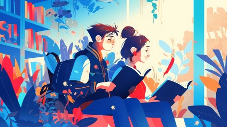 两名学生正在阅读