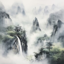 中国风格山水素材图片