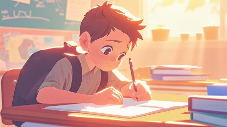 教室里写字的小学生