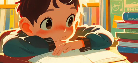 教室里读书的小学生