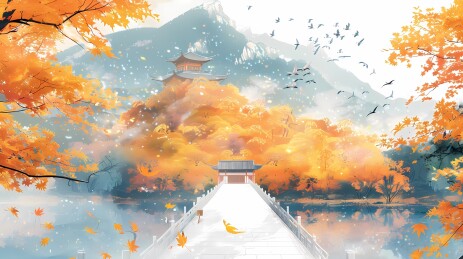 秋天的户外大自然风景区枫叶林风景