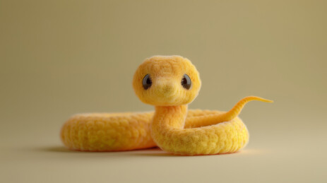 毛绒质感的黄色小蛇