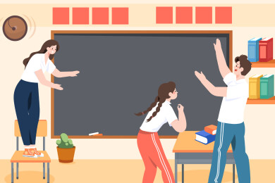 教师节学生课堂矢量插画